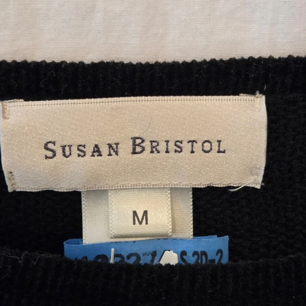 Vintage SUSAN BRISTOL Unisex Christmas Teddy Bear Sequin Sweater Black SB347 Med